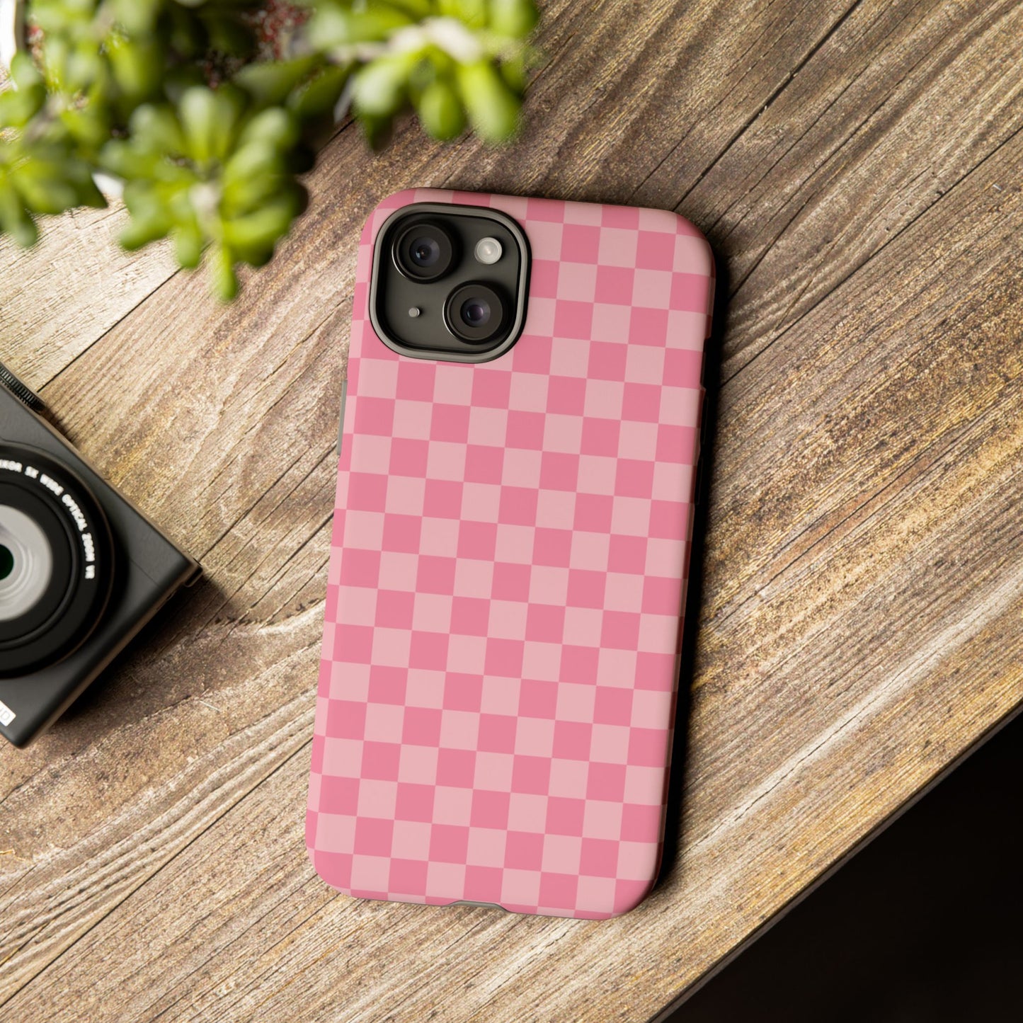 Pink Checkered Phone Case