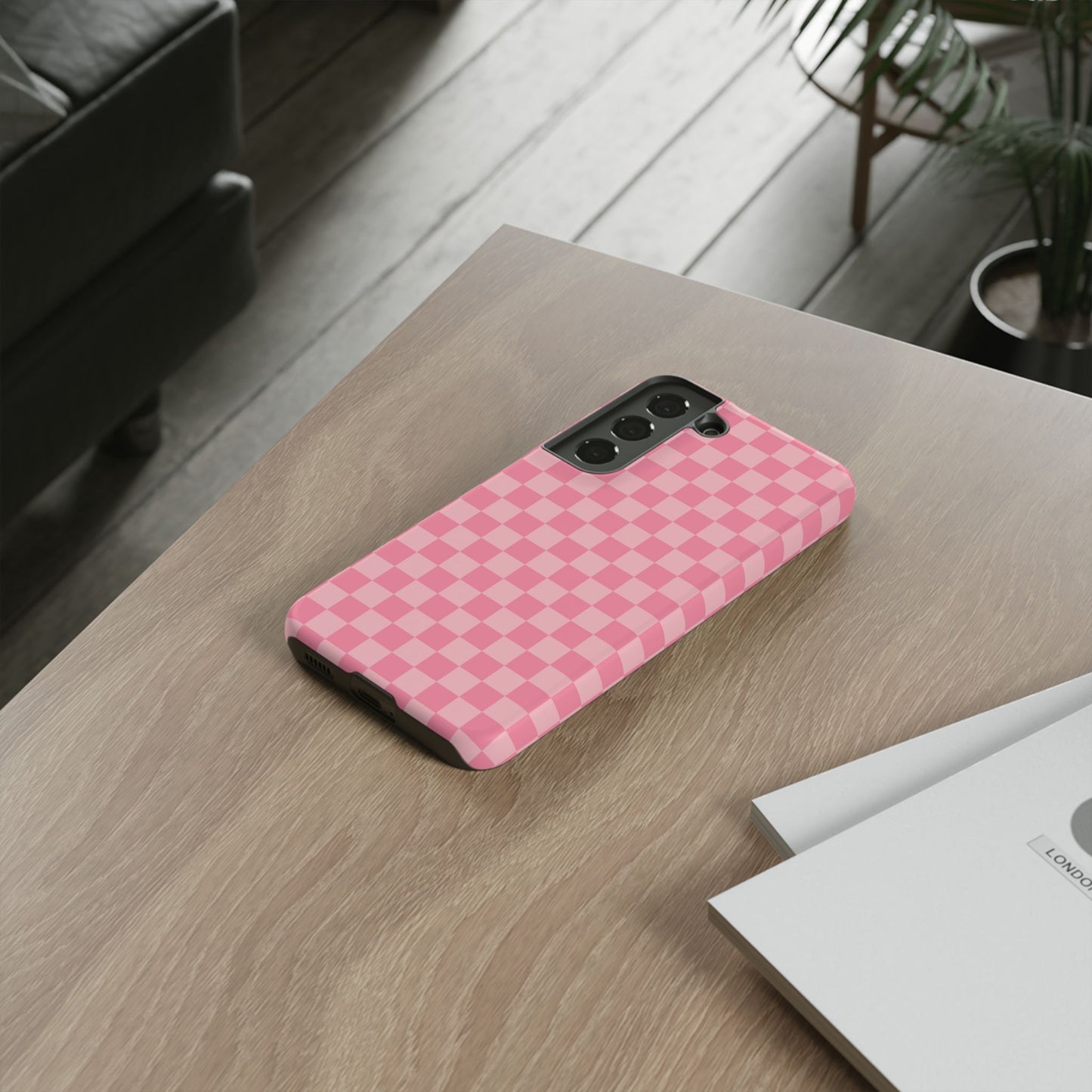 Pink Checkered Phone Case