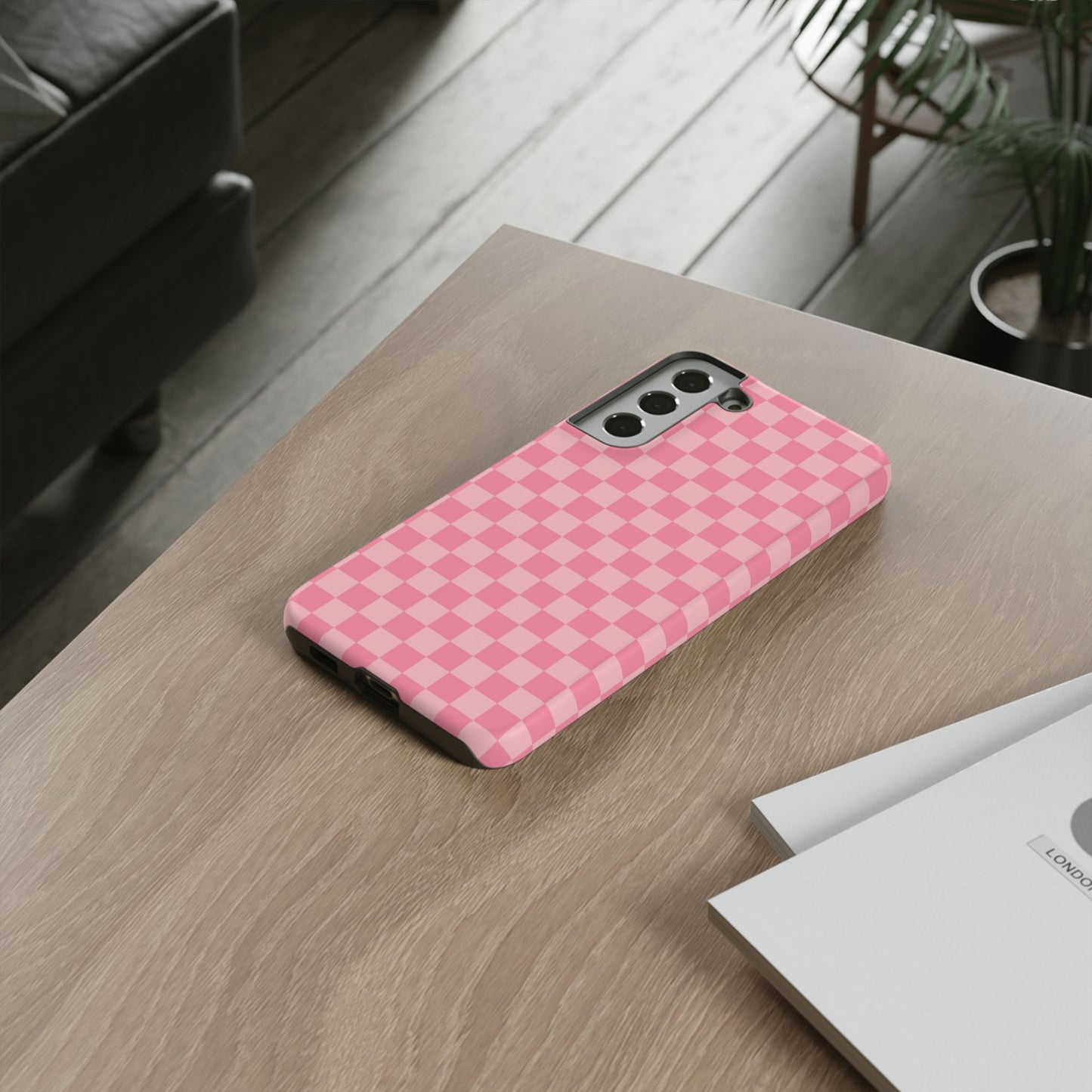 Pink Checkered Phone Case