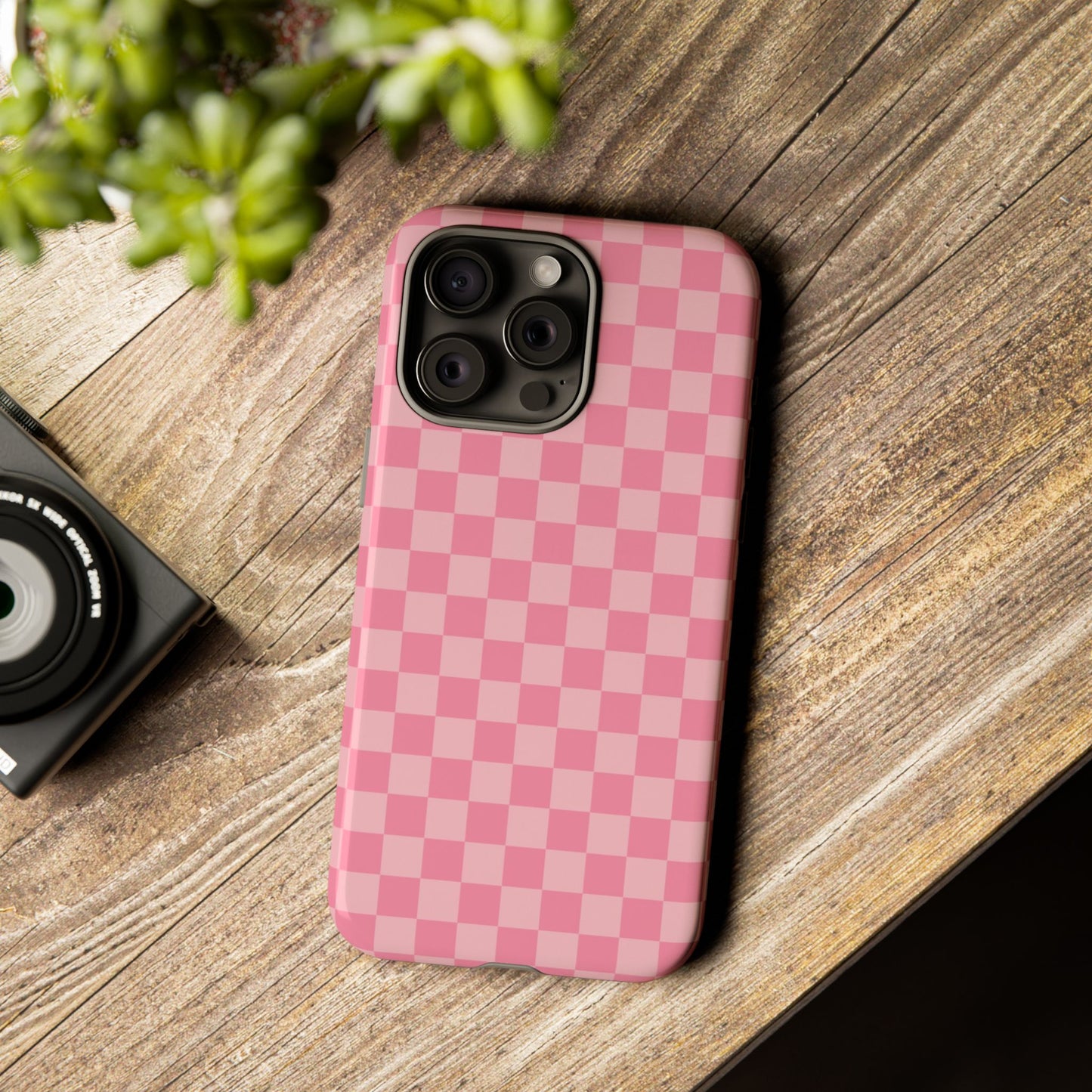 Pink Checkered Phone Case