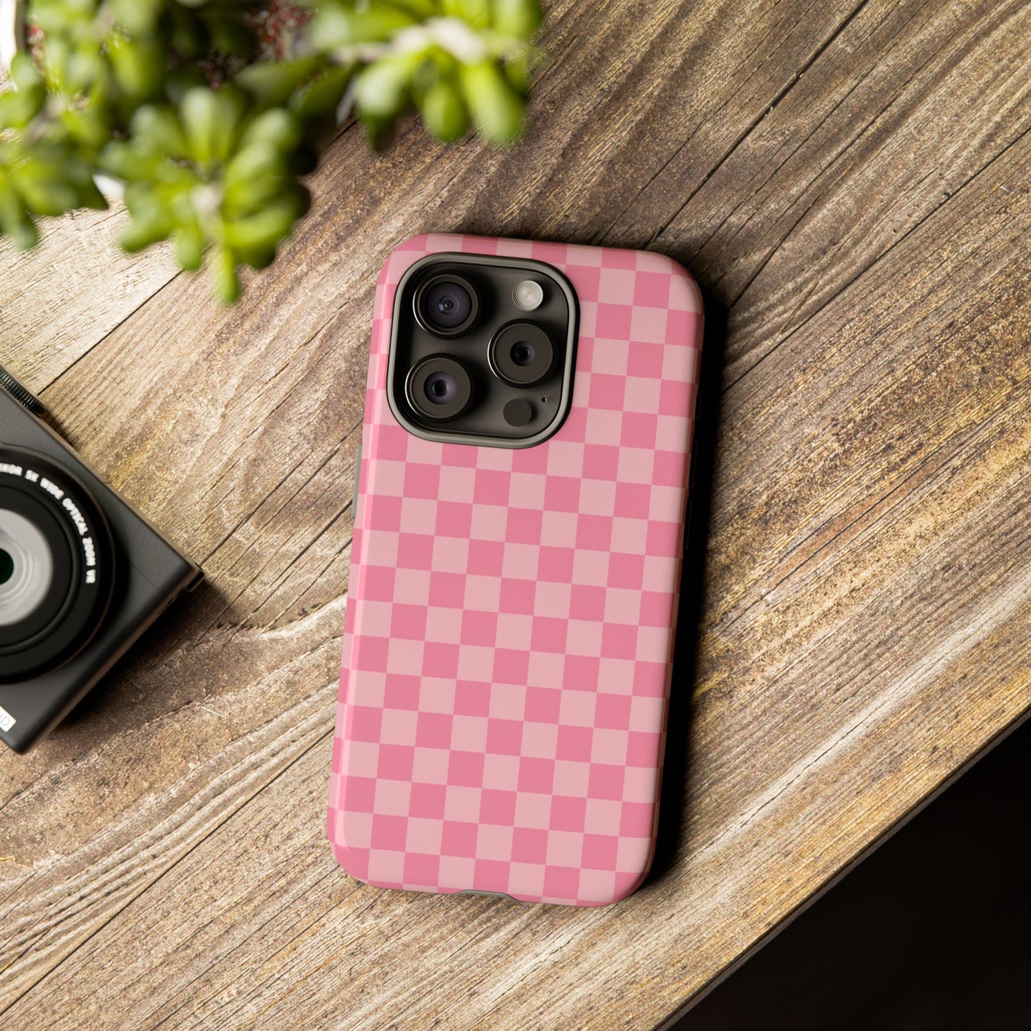 Pink Checkered Phone Case