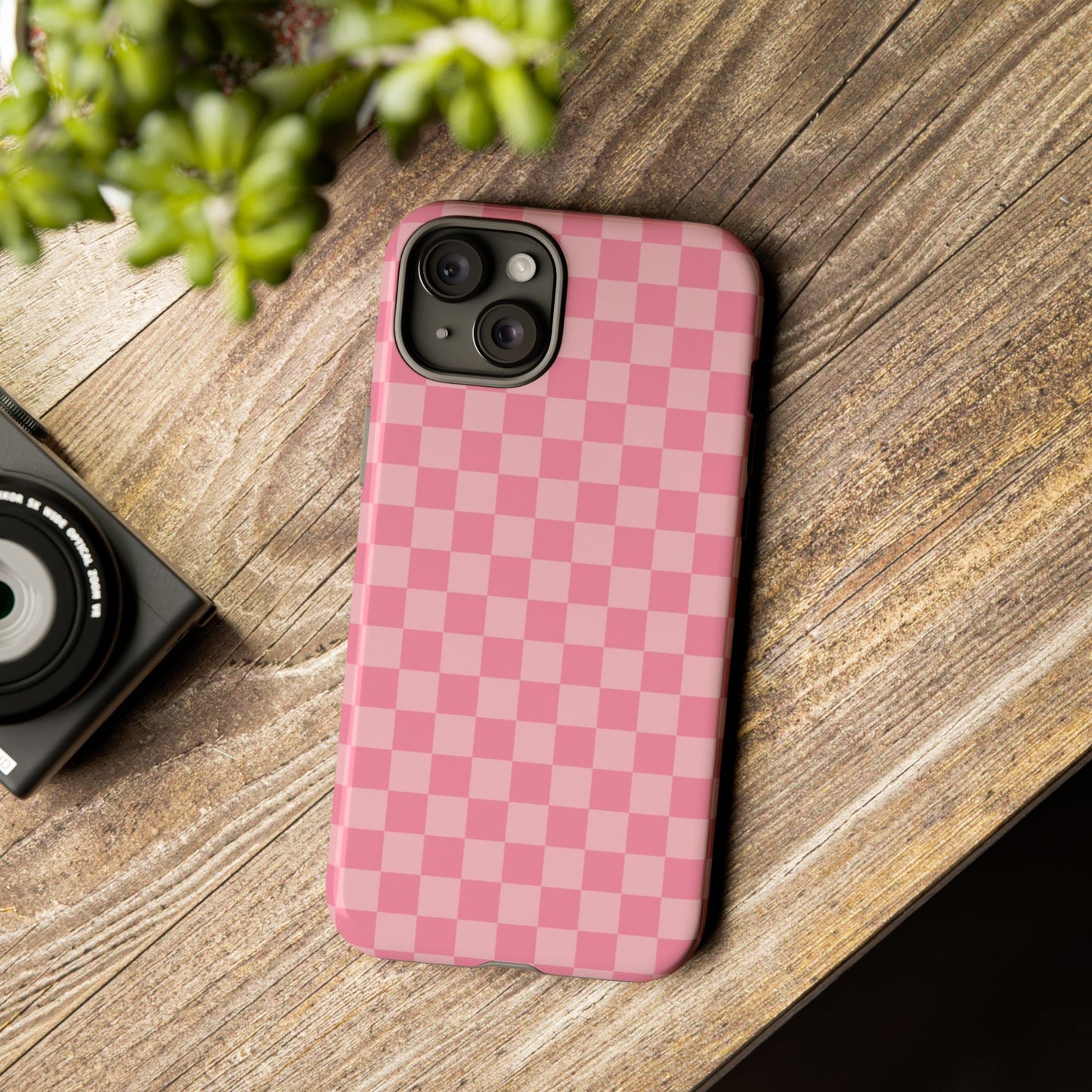 Pink Checkered Phone Case