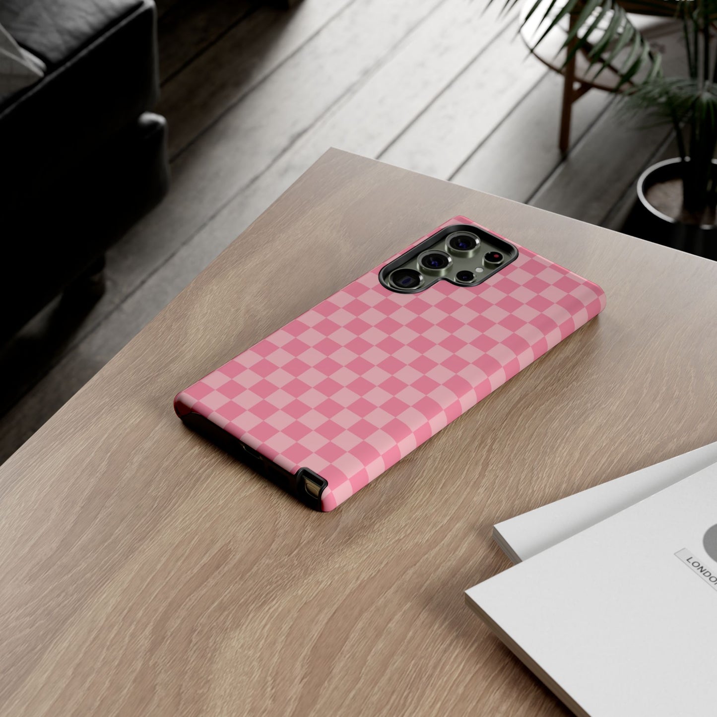 Pink Checkered Phone Case