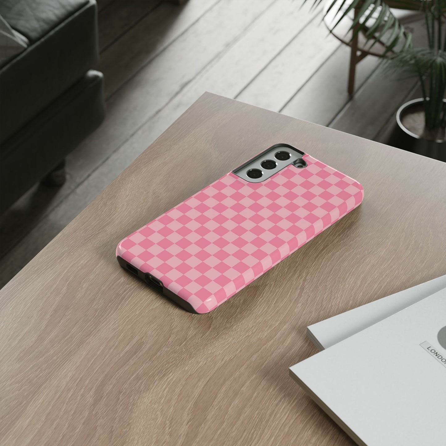 Pink Checkered Phone Case