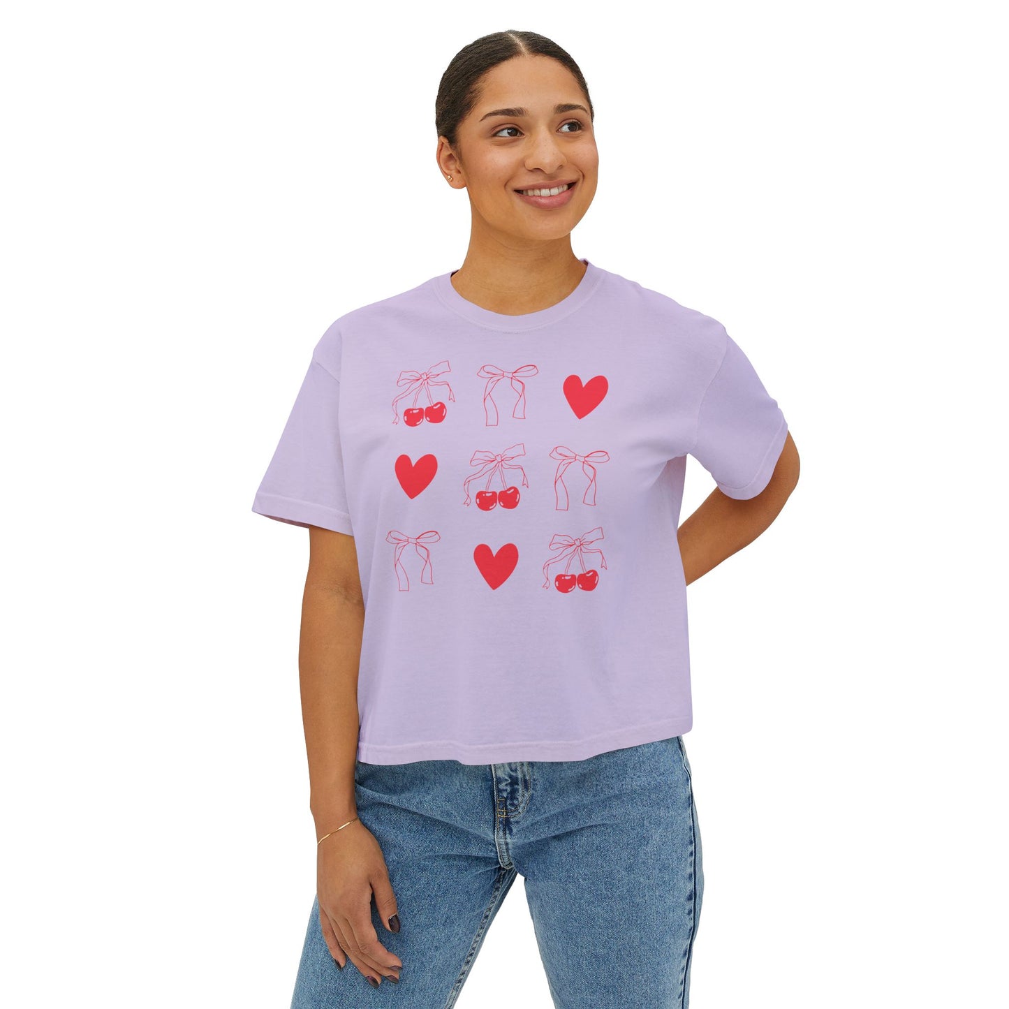 Cherry Bows Boxy Tee