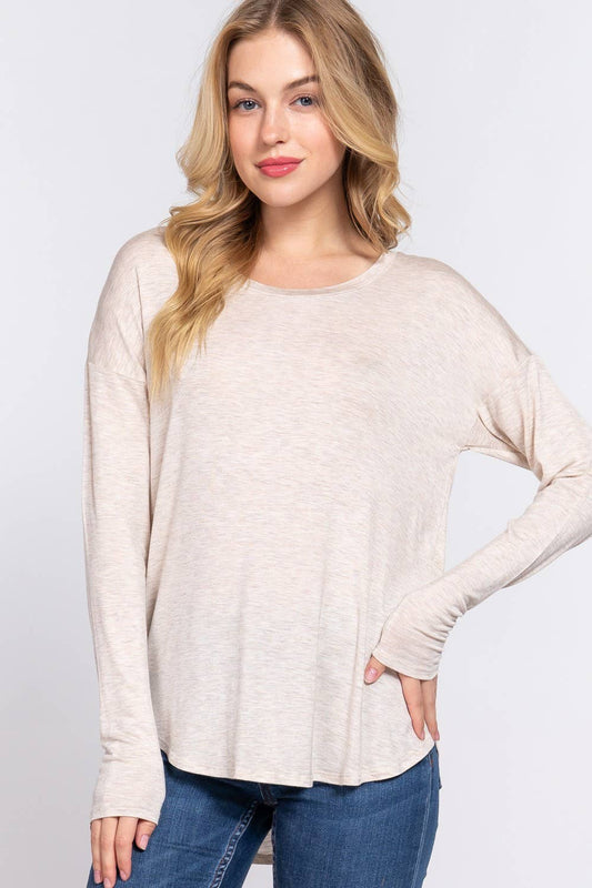 Long Dolman Slv Round Neck Rayon Jersey Top