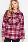 Burgundy Plaid Oversized Jacket