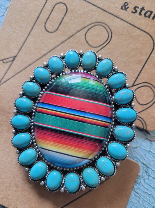 Turquoise Stone Serape Bedazzled Phone Grip